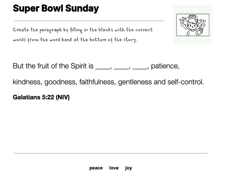 Super Bowl Sunday fill-in-the-blank